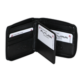 Futura Men's RFID Leather Wallet with Zip Closure - Black Gift Edition - Rear View