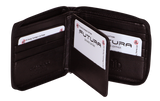 Futura Mens RFID Protected Genuine Leather Wallet Zip Around - Brown - Front View