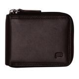 Futura Mens RFID Protected Genuine Leather Wallet Zip Around - Brown - Side View