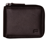 Futura Mens RFID Protected Genuine Leather Wallet Zip Around - Brown - Top-Down View