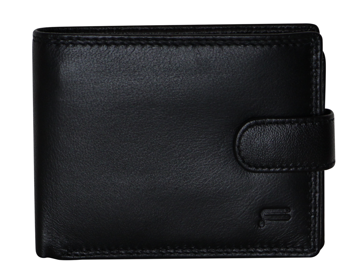 Futura Men's Black RFID Leather Coin Wallet with Fold Over Design