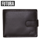 Futura Mens RFID Leather Coin Fold Over Wallet - Brown - Top-Down View