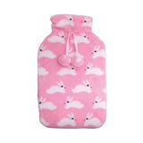 2L HOT WATER BOTTLE with Coral Fleece Cover Winter Warm Natural Rubber Bag - 45-Degree Angle