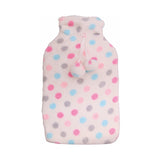 2L HOT WATER BOTTLE with Coral Fleece Cover Winter Warm Natural Rubber Bag - Rear View