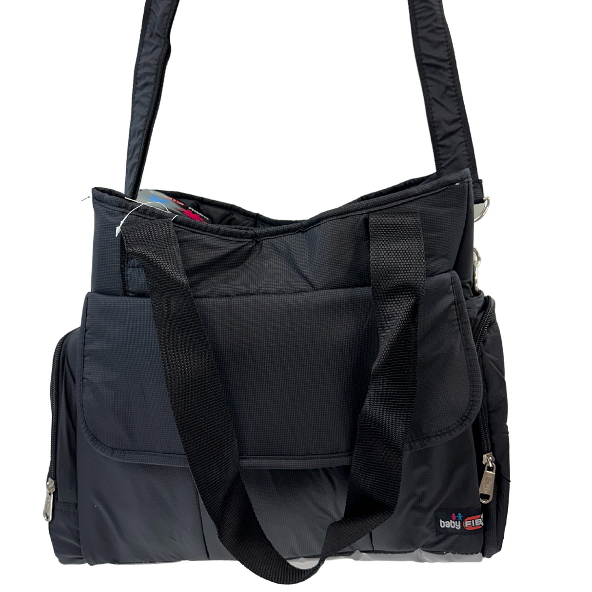 Stylish Black FIB Baby Diaper Tote Bag for Moms Travel-Friendly Changing Essentials