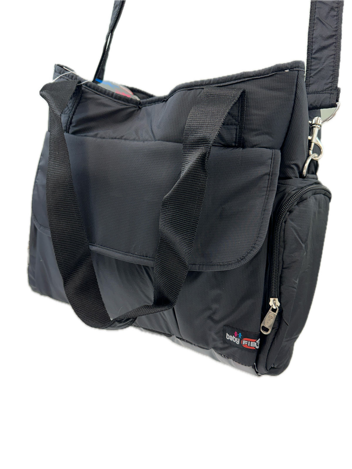 Stylish Black FIB Baby Diaper Tote Bag for Moms Travel-Friendly Changing Essentials