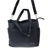 FIB Stylish Black Mummy Diaper Tote Bag with Changing Mat and Insulated Bottle Holder - Front View