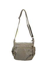 FIB Mens Flapover Shoulder Bag Cross Body Travel Satchel Shoulder Strap - Sand - Top-Down View