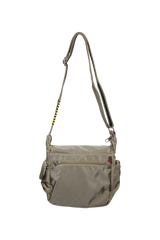 FIB Mens Flapover Shoulder Bag Cross Body Travel Satchel Shoulder Strap - Sand - Rear View
