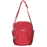 FIB Mens Tablet Crossover Bag Shoulder Strap Crossbody Satchel Travel - Burgundy - Front View