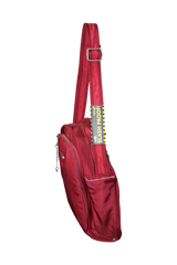 FIB Mens Tablet Crossover Bag Shoulder Strap Crossbody Satchel Travel - Burgundy - Top-Down View
