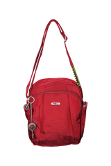 FIB Mens Tablet Crossover Bag Shoulder Strap Crossbody Satchel Travel - Burgundy - Rear View