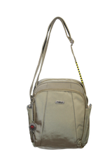 FIB Mens Tablet Crossover Travel Wallet Crossbody Shoulder Bag - Sand - Front View