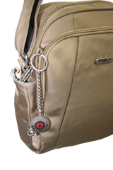 FIB Mens Tablet Crossover Travel Wallet Crossbody Shoulder Bag - Sand - Rear View