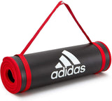 Adidas Training 10mm Exercise Floor Mat Gym Thick Yoga Fitness Judo Pilates - Black/Red - Front View