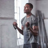 Adidas Resistance Tube Level 2 Band Elastic Yoga Fitness Gym Strap - Grey/Black - Top-Down View