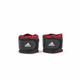 Adidas Adidas Adjustable Ankle Weights (2 x 1kg) Gym Training Workout - Black/Red - Front View