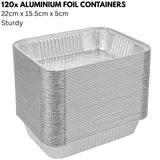 48x Aluminium Disposable Foil Food Container Trays Pans Baking Roast Bulk 45x34x6.5cm - Front View