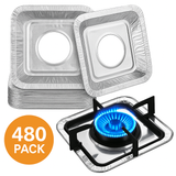 480x Aluminium Disposable Foil Stove Burner Covers Bulk - Square - Front View