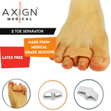Axign 2 Toe Separator Silicone Bunion Spacer for Plantar Fasciitis - 1 Pair - Front View