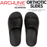 Archline Rebound Orthotic Slides Flip Flop Thongs Slip On Arch Support - Black - Euro 36