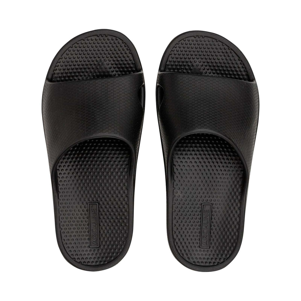 Archline Rebound Orthotic Slides Flip Flop Thongs Slip On Arch Support - Black - Euro 46