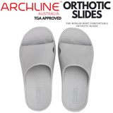 Archline Rebound Orthotic Slides Flip Flop Thongs Slip On Arch Support - Stone Grey - Euro 37 - Front View