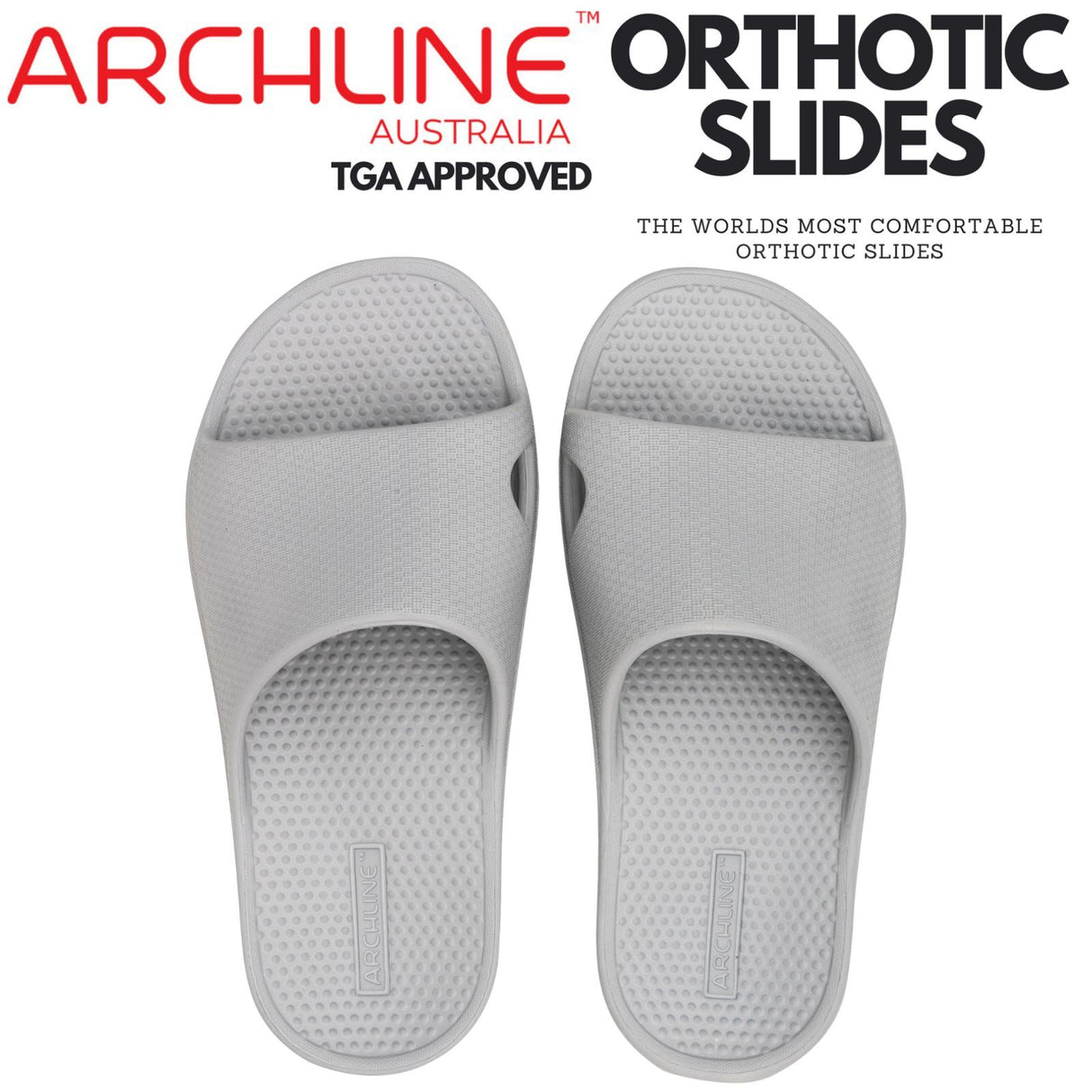 Archline Rebound Orthotic Slides Flip Flop Thongs Slip On Arch Support - Stone Grey - Euro 38