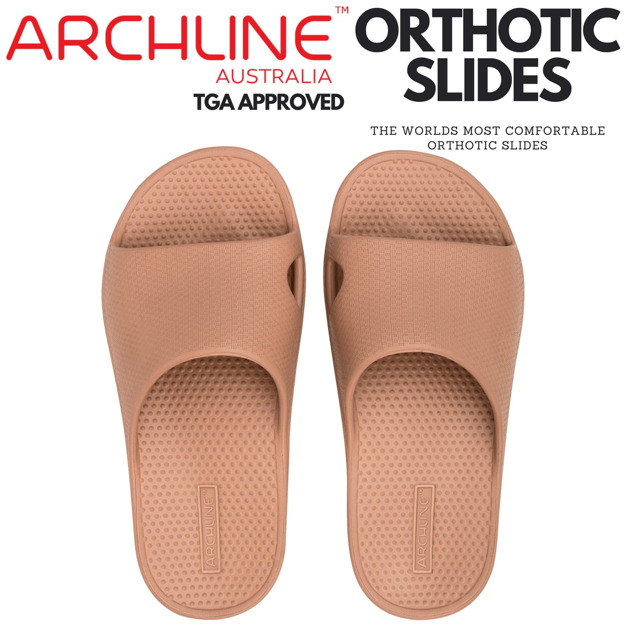 Archline Rebound Orthotic Slides Flip Flop Thongs Slip On Arch Support - Putty - Euro 42