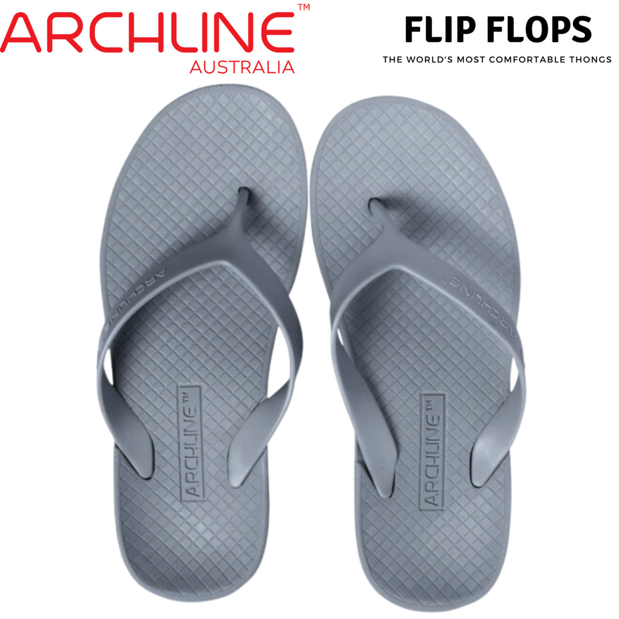 ARCHLINE Orthotic Flip Flops Thongs Arch Support Shoes Footwear - Grey - EUR 36
