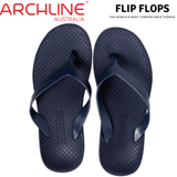 ARCHLINE Flip Flops Orthotic Thongs Arch Support Shoes Footwear - Navy - EUR 42 - Front View