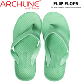 ARCHLINE Orthotic Thongs Arch Support Shoes Footwear Flip Flops - Dew Green - EUR 40 - Front View