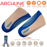 ARCHLINE 3/4 Slim Orthotics Plantar Fasciitis Insoles Balance Support Relief - EUR 47 - Front View