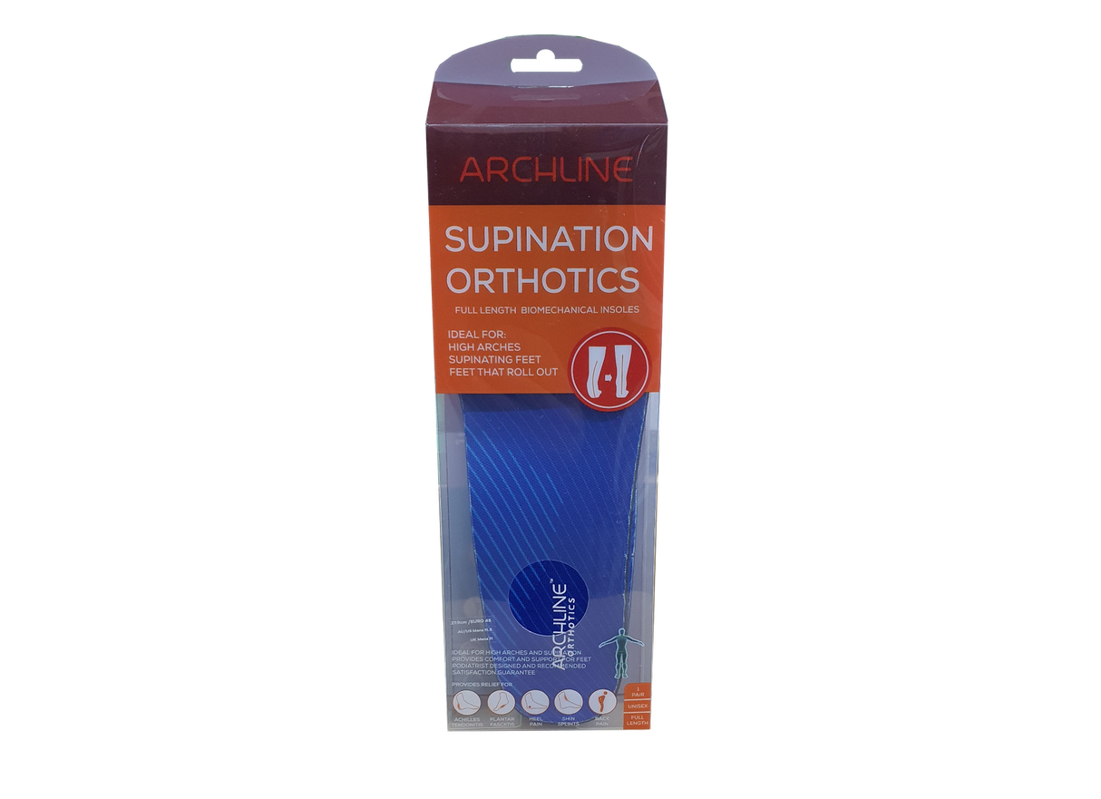 Archline Supination Orthotic Insoles - Full Length (Unisex) Plantar Fasciitis High Arch - Euro 46