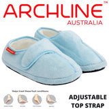 ARCHLINE Orthotic Plus Slippers Closed Scuffs Pain Relief Moccasins - Baby Blue - EU 38 - Front View