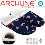 ARCHLINE Orthotic Slippers Slip On Scuffs Pain Relief Moccasins - Navy with Hearts - EUR 36 (Womens US 5)