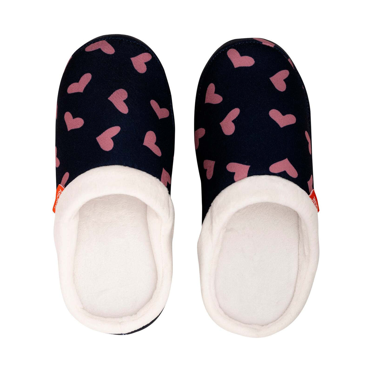 ARCHLINE Orthotic Slippers Slip On Scuffs Pain Relief Moccasins - Navy with Hearts - EUR 38 (Womens US 7)