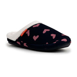 ARCHLINE Orthotic Slippers Slip On Scuffs Pain Relief Moccasins - Navy with Hearts - EUR 39 (Womens US 8) - Close-Up Angle