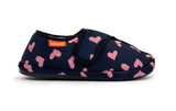 ARCHLINE Orthotic Plus Slippers Closed Scuffs Pain Relief Moccasins - Navy Hearts - EU 35 - 45-Degree Angle