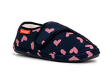 ARCHLINE Orthotic Plus Slippers Closed Scuffs Pain Relief Moccasins - Navy Hearts - EU 37 - Top-Down View