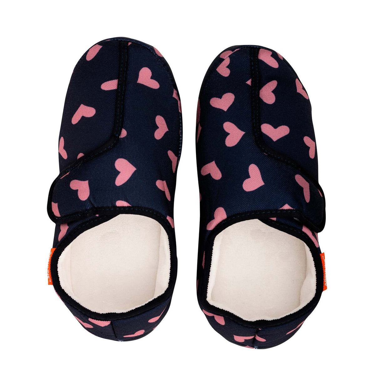 ARCHLINE Orthotic Plus Slippers Closed Scuffs Pain Relief Moccasins - Navy Hearts - EU 42