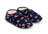 ARCHLINE Orthotic Plus Slippers Closed Scuffs Pain Relief Moccasins - Navy Hearts - EU 43