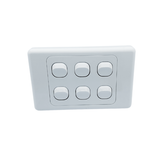 6 Gang Wall Plate Electricity Switch - Front View