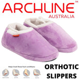 ARCHLINE Orthotic Slippers CLOSED Arch Scuffs Pain Relief Moccasins - Lilac - EU 38 - Front View