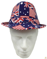 AUSTRALIA TRILBY HAT USA America England UK Aussie Fedora Cap Party - Rear View