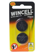 2x Wincell CR2032 Lithium Ultra Long Life Batteries 3 Volts - Front View
