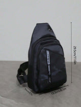 Men's Stylish Black Crossbody Sling Chest Bag for Everyday Use - Top-Down View