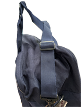 44L Foldable Duffel Bag Gym Sports Luggage Travel Foldaway School Bags - Dark Navy - 45-Degree Angle