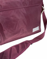 Leuts Tote Library Shoulder Bag School Book Books Carry Storage Messenger - Maroon - Side View