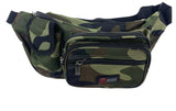 Canvas CAMO BUM BAG Camouflage Waist Travel Belt Wallet Money Security Zips - Front View